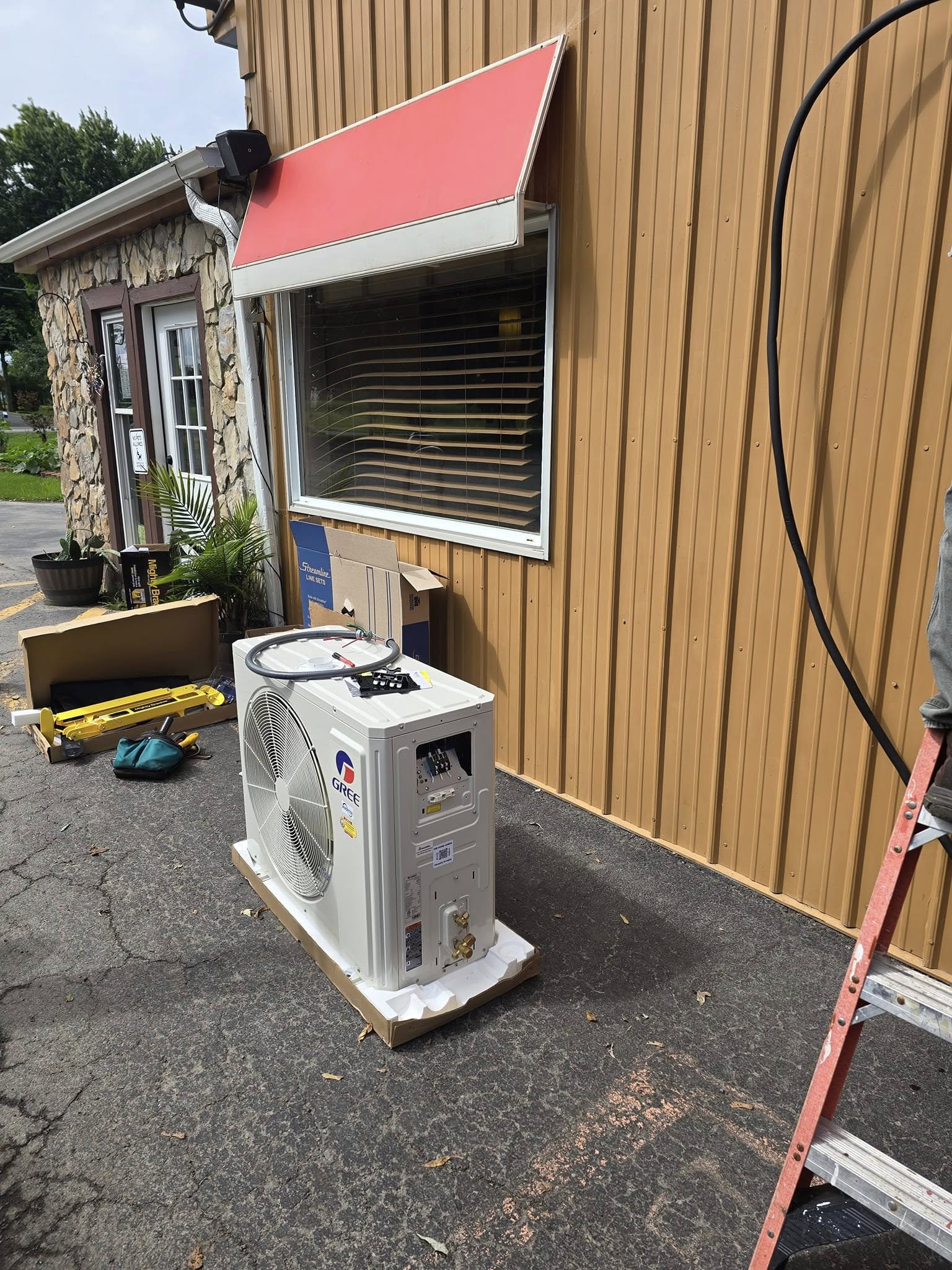 New condensing unit waiting for install